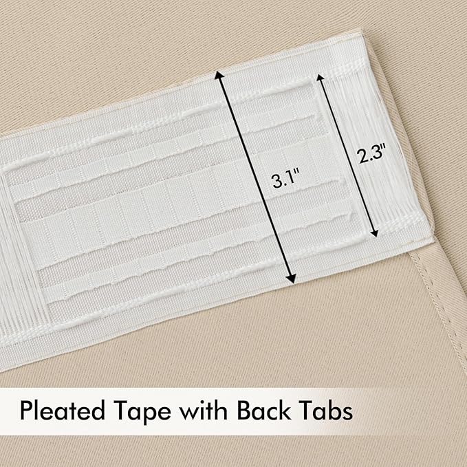 MIULEE Cream Beige Back Tab Blackout Curtains 52x94 Inch Long 2 Panels Set | - Image 4