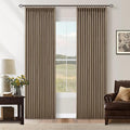 Latte Pleated Linen 100% Blackout 84 Inch Curtains by Twodrapes