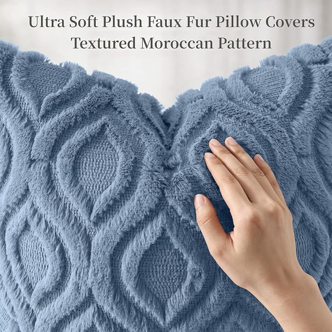 decorUhome Throw Pillow Covers 26x26 Inch Set of 2, Soft Plush Faux Wool Dusty - Image 6