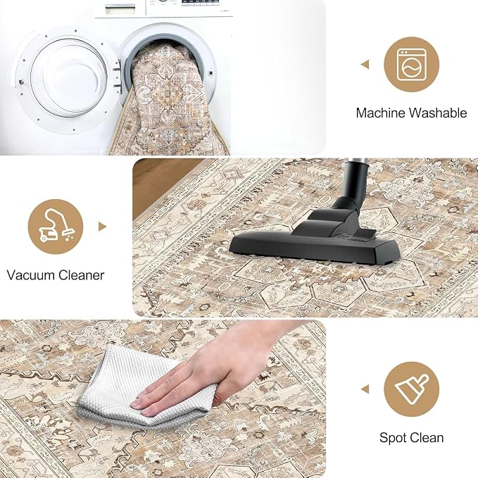 Yamaziot Washable Runner Rug, 3x6 Non-Slip Boho Vintage Hallway Rug - Image 4