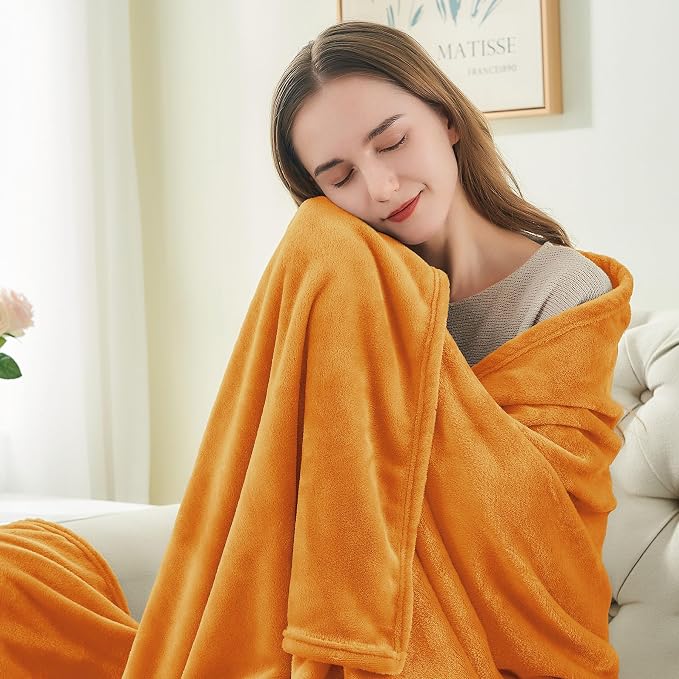 BEDELITE Fleece Blankets Queen Size Burnt Orange Throw Blankets - Image 3