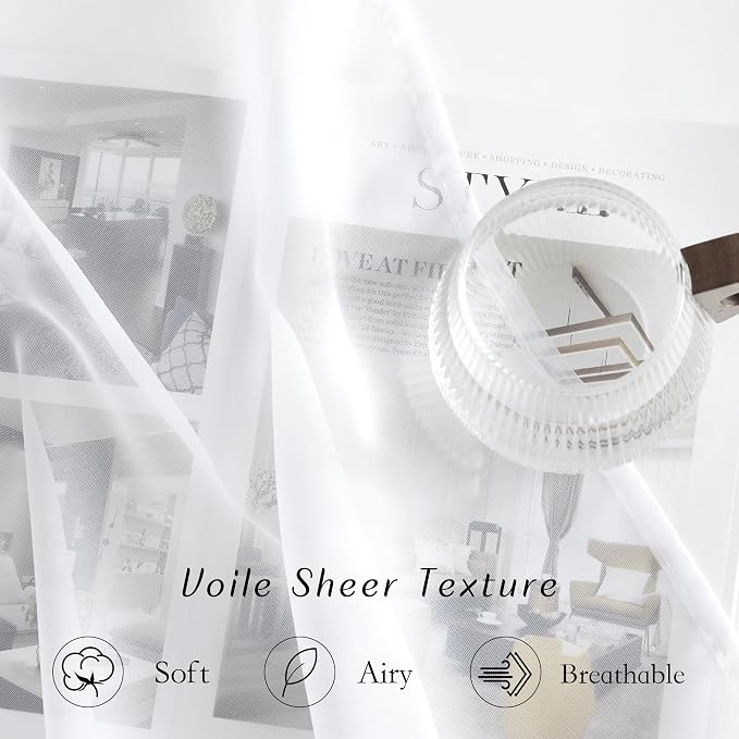 NICETOWN White Sheer Sliding Door Curtains 90 inches Long - Image 4