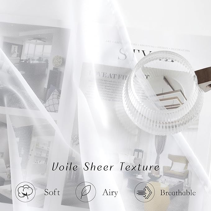 NICETOWN White Sheer Curtains 80 inches Long - Image 4