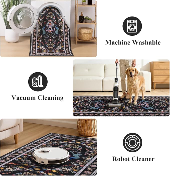 HEBE Hallway Runner Rug 2'x6', Washable Non Slip Kitchen Rug Runner | Soft Boho - Image 5