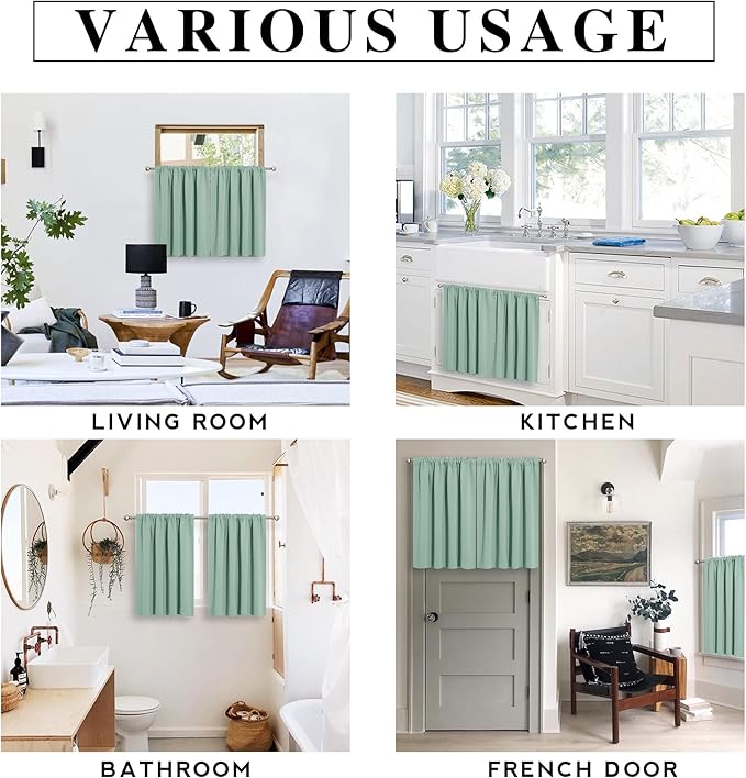 RYB HOME Cafe Blackout Curtains 24 inch Length, RV Curtains - Image 7