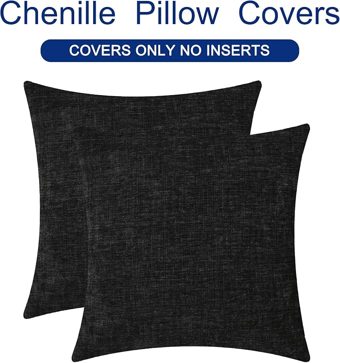 CaliTime Throw Pillow Covers Decorative 22 X 22 Inches Pack of 2 Cozy Chenille - Image 6