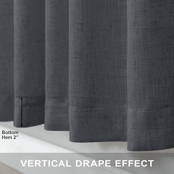 Dark Gray Curtains 108 Inches Long 2 Panels Set - Image 5