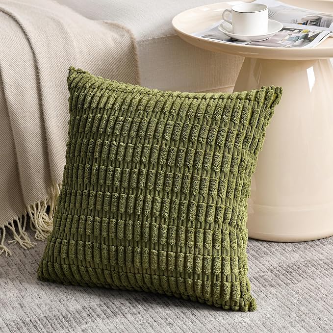 Fancy Homi 4 Packs Boho Moss Green Decorative Throw Pillow Covers 20x20 Inch - Image 2