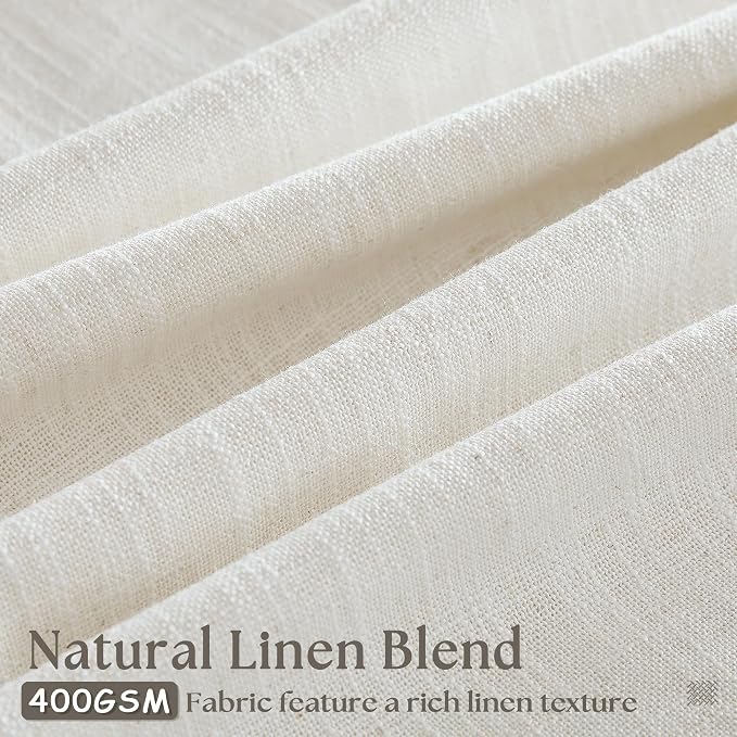 Natural Pinch Pleated 132 Inch Linen Curtains 2 Panels Set 40x132 | Extra Long - Image 3