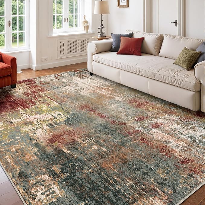 Washable Area Rugs 7'x9' Non-Slip Modern Abstract Soft - Image 2