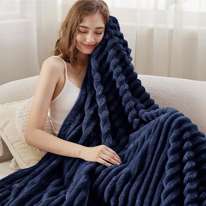 Bedsure Soft Twin Blanket for Bed Decor Gifts Navy Blue 60"x80" | Birthday - Image 4