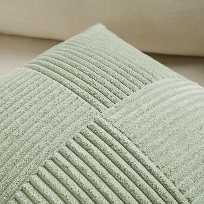 Fancy Homi 2 Packs Sage Green Samll Decorative Throw Pillow Covers 12x12 Inch - Image 3