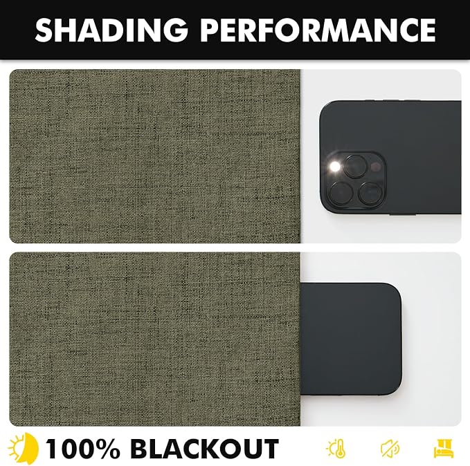 MIULEE 100% Blackout Linen Curtains 42 x 90 Inch Light Olive Green 2 Panels | - Image 7