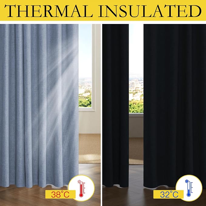 NICETOWN Full Blackout Linen Curtains 102" Length - Image 6
