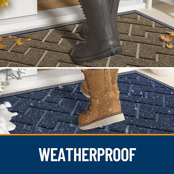 OLANLY Front Door Mat Outside 71x23, All-Season Absorbent Rubber Doormat | Black - Image 3