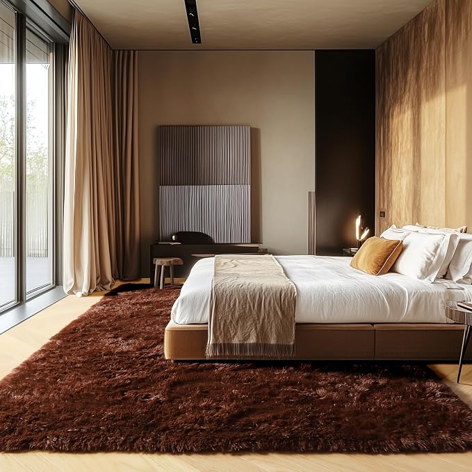 ONASAR Brown Area Rugs for Bedroom Living Room, Fluffy 4x6 Indoor Bedside Floor - Image 4