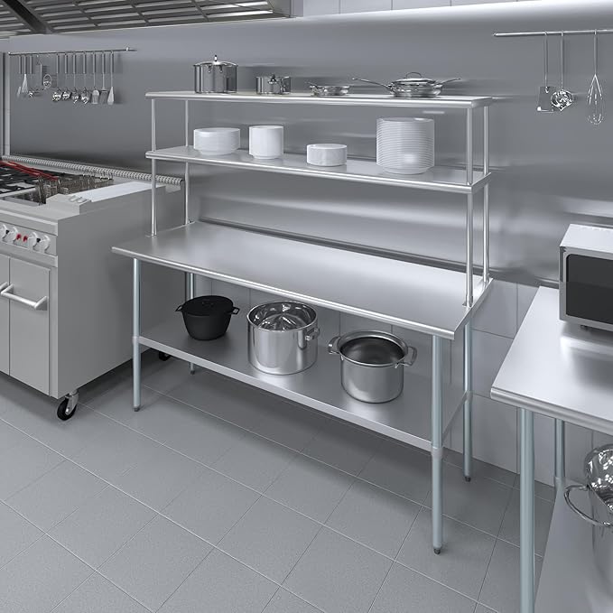 AmGood Double OverShelf Stainless Steel NSF - Many (72" Long x 14" Deep)