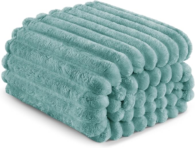 Exclusivo Mezcla Queen Size Flannel Fleece Blanket, Super Soft Striped Jacquard - Image 6