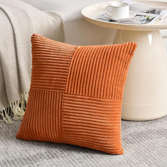 Fancy Homi 2 Packs Burnt Orange Decorative Throw Pillow Covers 20x20 Inch - Image 2