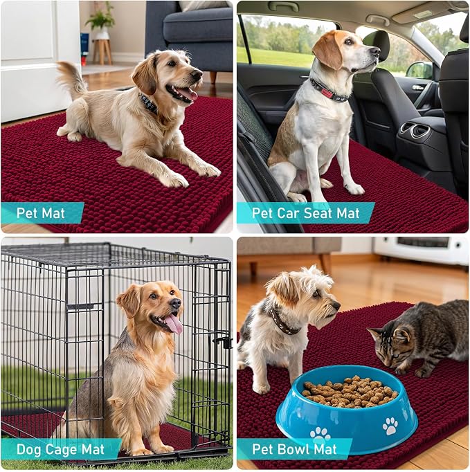 OLANLY Dog Door Mat for Muddy Paws 50x30, Super Absorbent Chenille Mud Mat | - Image 7