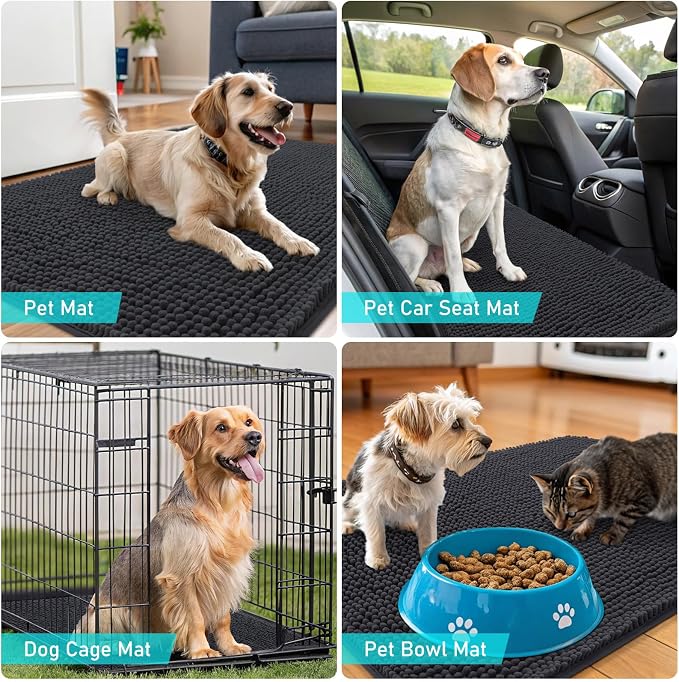 OLANLY Dog Door Mat for Muddy Paws 47x17, Super Absorbent Chenille Mud Mat | - Image 7