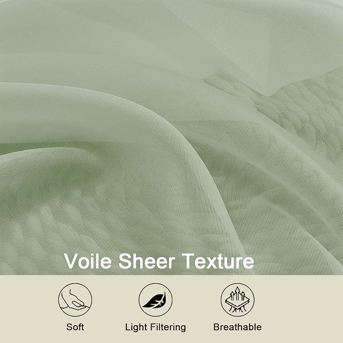 Sage Green Kitchen Curtains 30 Inch Length Tier 2 PCS, Solid Soft Half Curtains - Image 3