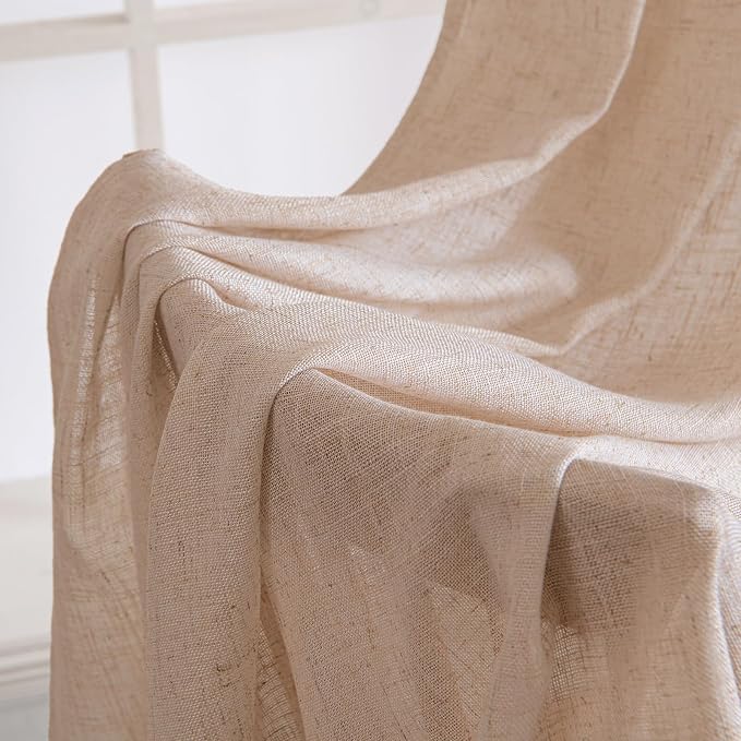 MIULEE Natural Beige Linen Curtains 108 Inches Long 2 Panels - Image 6