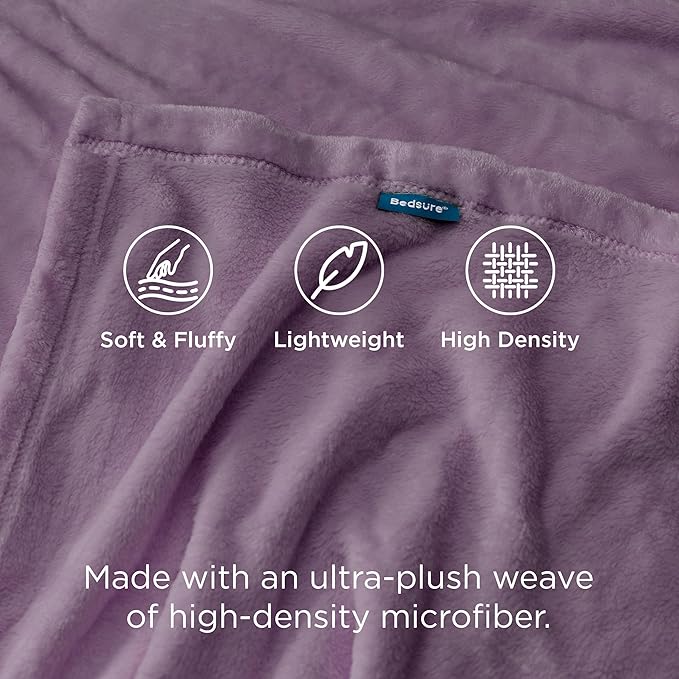 Bedsure GentleSoft Fleece Throw XL Blanket Fog Purple - Image 4