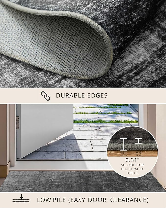 Latte&Fog 2x3 Entryway Rug, Small Modern Abstract Door Mat, Washable Kitchen Rug - Image 4