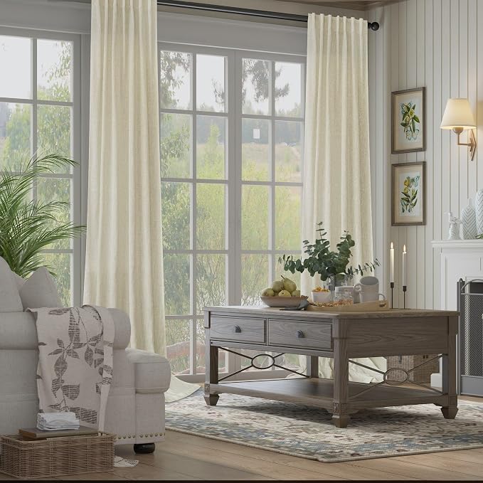 Pitalk Birch Beige Linen Semi Sheer Curtains 84 Inches Long - Image 6