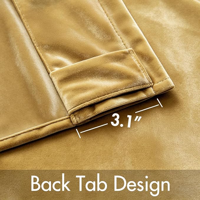 MIULEE Velvet Curtains 52x96 inches 2 Panels Gold Blackout Curtains | Luxury - Image 3