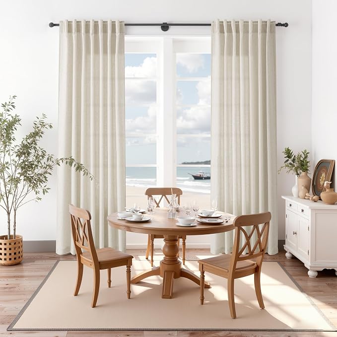 Nanspring Vanilla Linen Curtains 96 Inches Long - Image 8