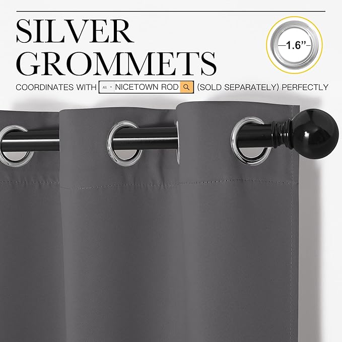 NICETOWN Bedroom Blackout Curtains Panels, 1 Pair, 55 inches by 118 Inch - Image 2