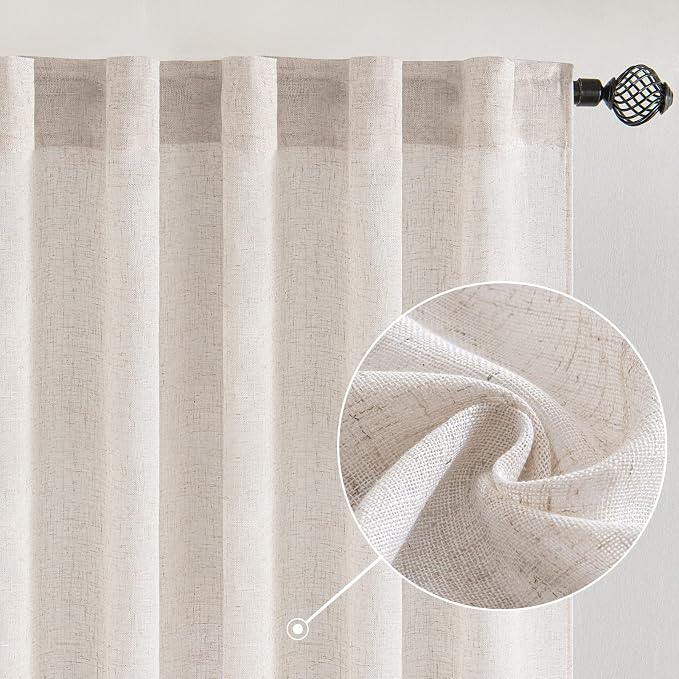 MIULEE White Linen Curtains 72 Inch Length by MIULEE