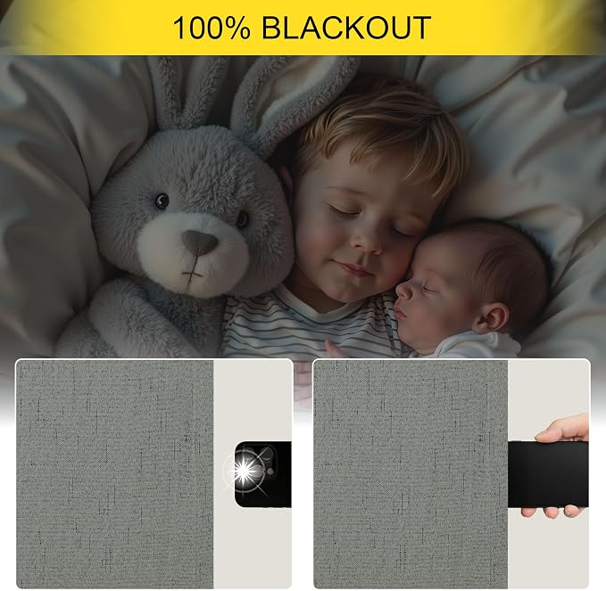 Charcoal Grey Curtains for Bedroom 2 Panel Set 63 Inch Length 100% Blackout - Image 4