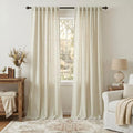 Oatmeal Birch Beige 90 Inches Long Linen Sheer Curtains by Pitalk