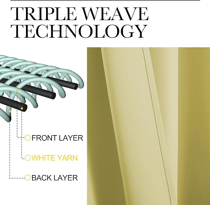 NICETOWN Blackout Curtains Window Draperies, Paler Yellow, 70 by 95 inches Long - Image 3