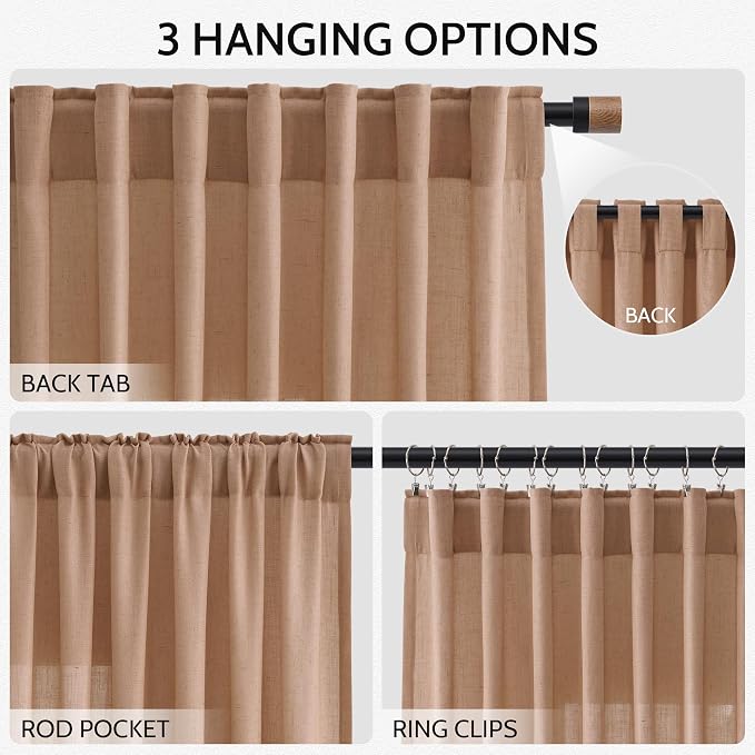Nanspring Linen Curtains 108 Inches - Image 2