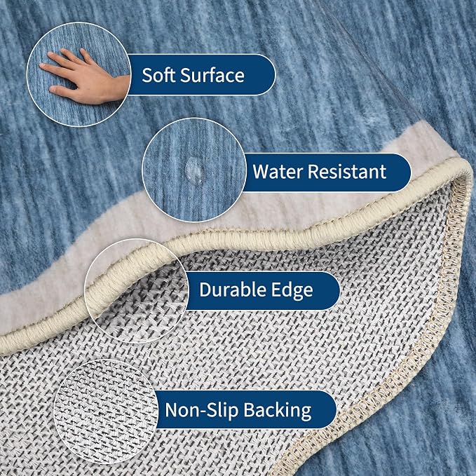 GarveeHome Scalloped Area Rug 4x6 Washable Rug Non Slip - Image 4