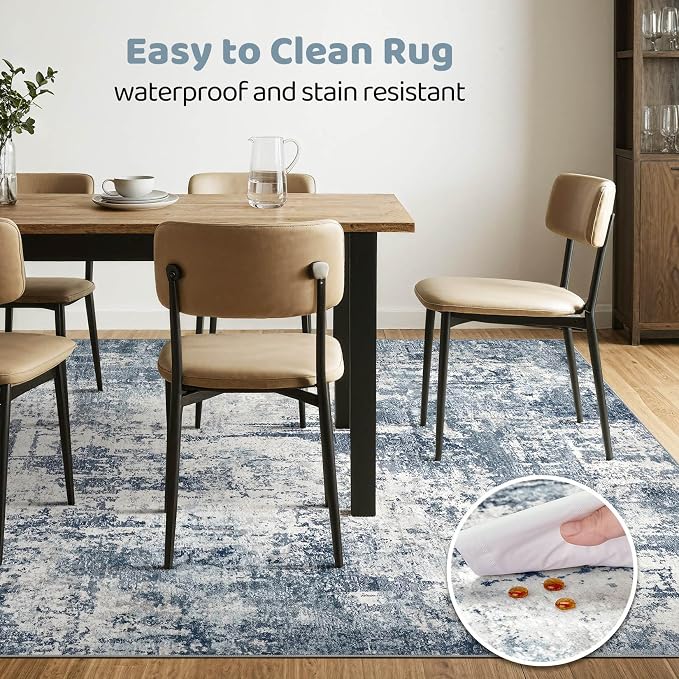 LOONGRUG 7x9 Area Rug Washable Large Neutral Modern Living Room Rugs | Abstract - Image 6