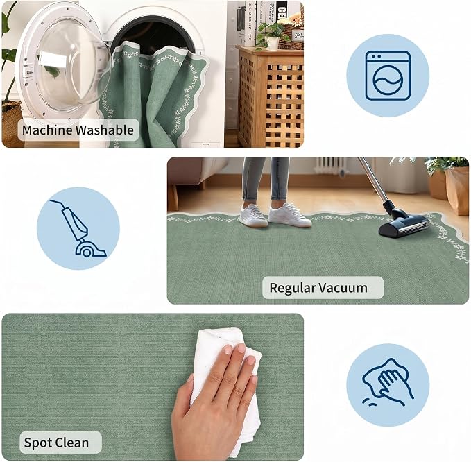 GarveeHome 2.5x10 Scalloped Washable Runner Rug Long Hallway Kitchen Rug | Soft - Image 7