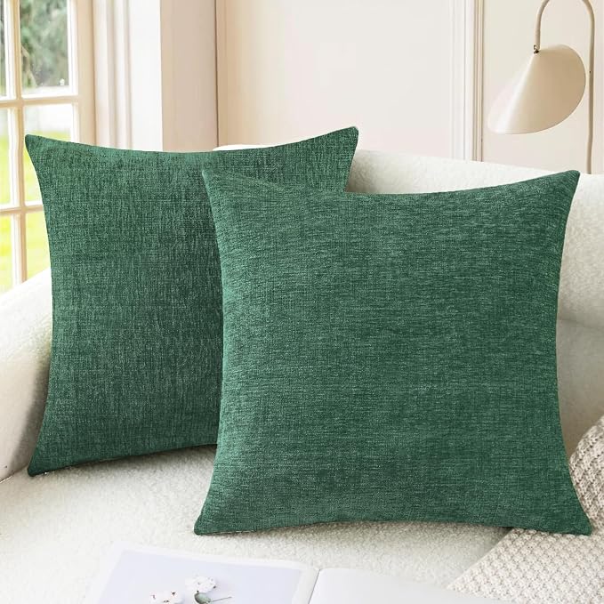 CaliTime Decorative Couch Throw Pillow Covers 24 X 24 Inches Dark Green | Pack by CaliTime