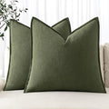 MIULEE Decorative Linen Euro Sham Pillow Covers 28x28 Inch Dark Olive Green | by MIULEE