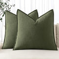 MIULEE Decorative Linen Euro Sham Pillow Covers 22x22 Inch Dark Olive Green | by MIULEE