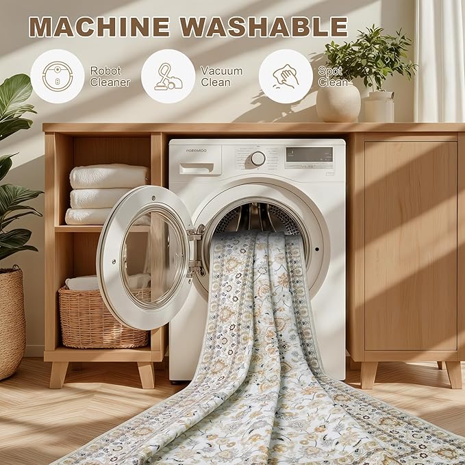 2x3 Area Rugs Living Room Rug: Washable Vintage Boho Rug No Slip Stain - Image 6