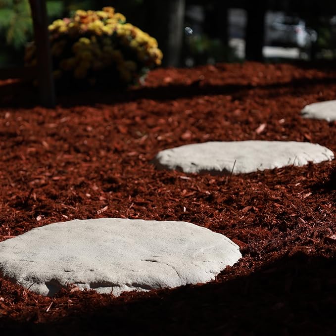Ei Circular 15.5” Stepping Stones with Ground Stakes - Home or Garden Step Stones for Outdoor Walkway or Pathway Pavers - Resin Material (8, Slate Grey)