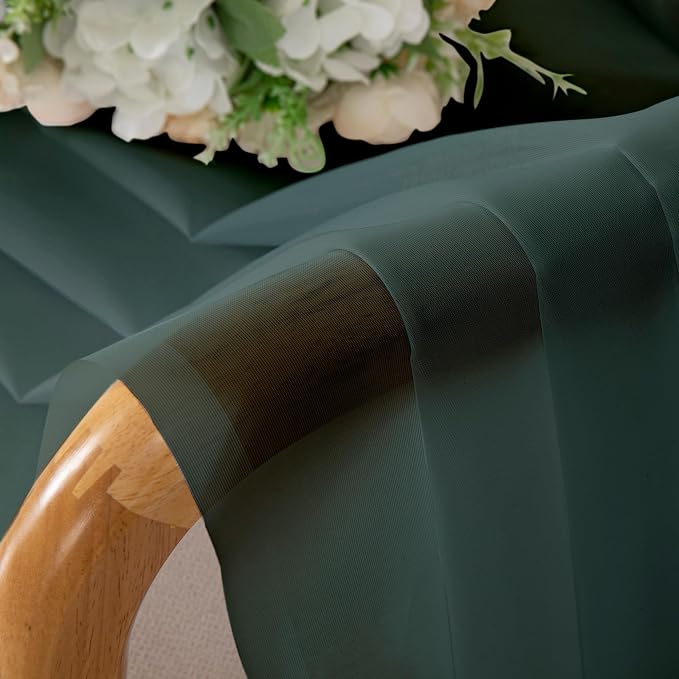OWENIE Green Sheer Curtain 96 Inches Long 2 Panels Set - Image 3