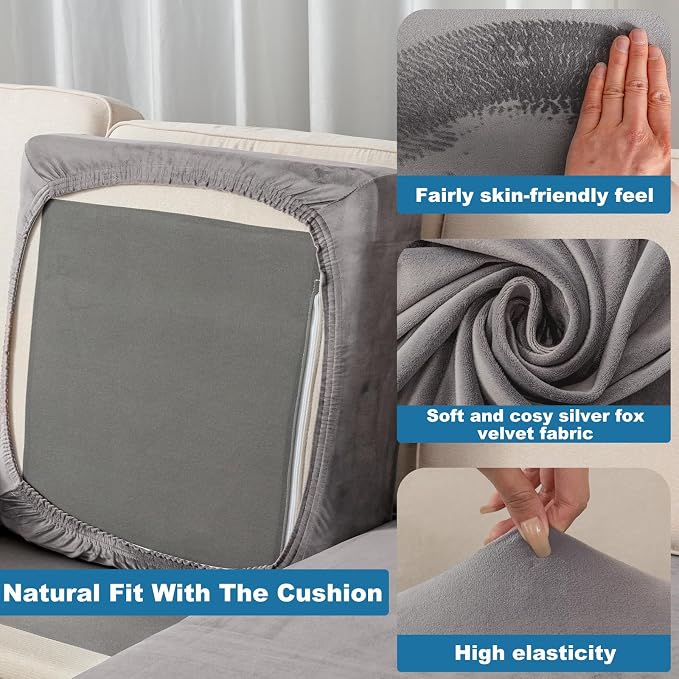 Couch Cover Stretch Velvet Sofa Cushion Cover 2-Piece - Image 5