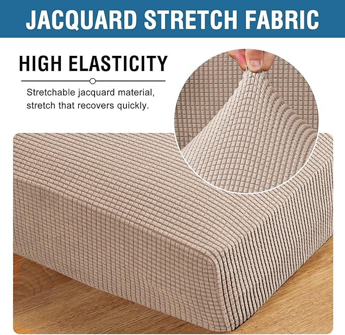 H.VERSAILTEX High Stretch Individual Seat Cushion Covers 3 Pack Thick Jacquard - Image 5