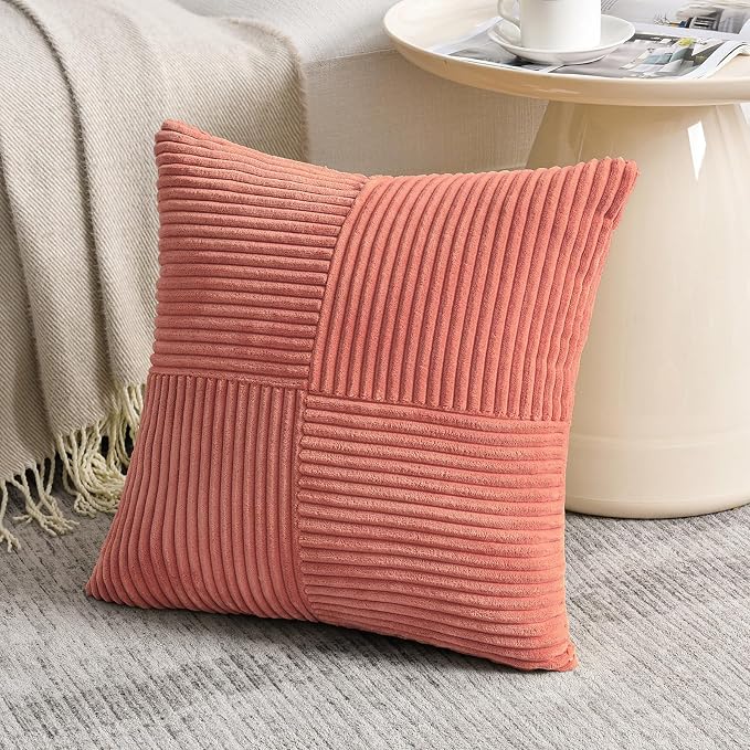 Fancy Homi 2 Packs Coral Decorative Throw Pillow Covers 22x22 Inch - Image 2